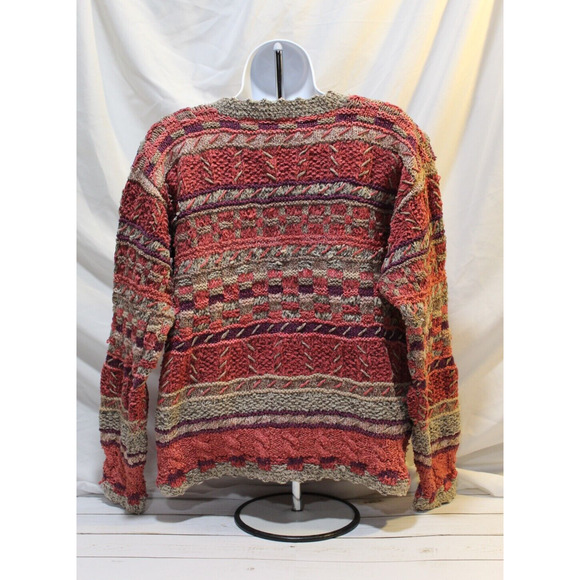 Sigrid Olsen Women's M Hand Knit Sweater Cardigan Multicolor Button-up V-Neck - Picture 2 of 10